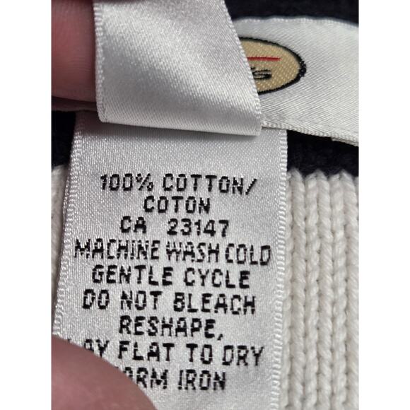 Talbots Navy Blue White Stripe Crewneck Sweater Pullover Size Large - Picture 3 of 4